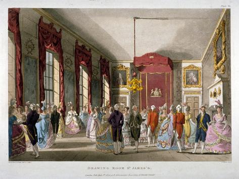 Giclee Print: The Drawing Room in St James's Palace, Westminster, London, 1809 by Thomas Rowlandson: 12x9in