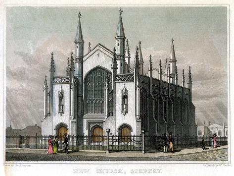 Giclee Print: New Church, Stepney, London, 1828 by William Deeble: 12x9in