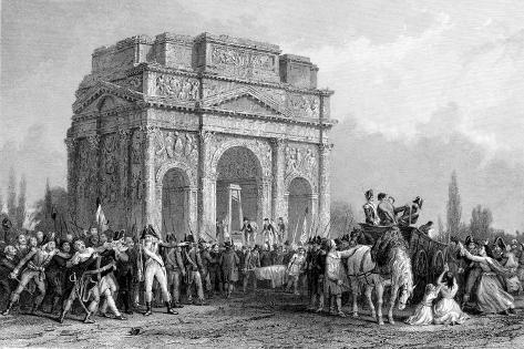 Giclee Print: Guillotine Set Up under the Arch of Marius at Orange, France, French Revolution, 1793-1794: 18x12in