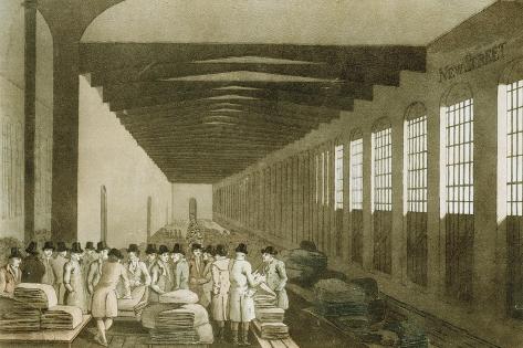 Giclee Print: Interior of the Cloth Hall, Leeds, 1814 by George Walker: 18x12in