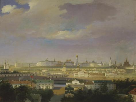 Giclee Print: View of the Moscow Kremlin from the Bolotnaya (Mars) Square, Mid of the 19th C: 12x9in