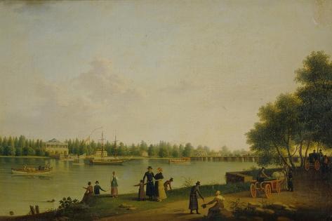 Giclee Print: View of the Dacha of Prince Stroganov Near Saint Petersburg, 1804 by Benjamin Paterssen: 18x12in