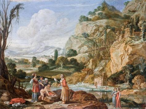 Giclee Print: The Finding of the Infant Moses by Pharaoh's Daughter, 17th Century by Bartholomeus Breenbergh: 12x9in
