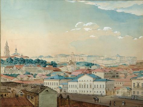 Giclee Print: Viewof the Kazan University from the Bolaq, 1842 by Andrei Nikolayevich Rakovich: 12x9in