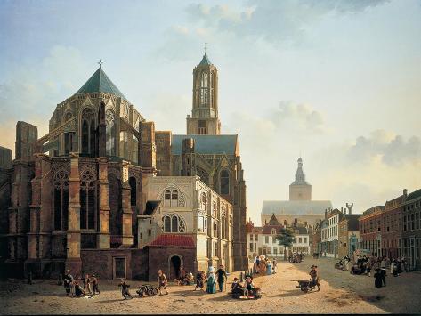 Giclee Print: View of the Choir and Tower of Utrecht Cathedral, C. 1829 by Jan Hendrik Verheyen: 12x9in