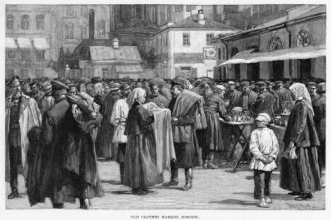 Giclee Print: Old Clothes Market, Moscow, C19th Century: 18x12in