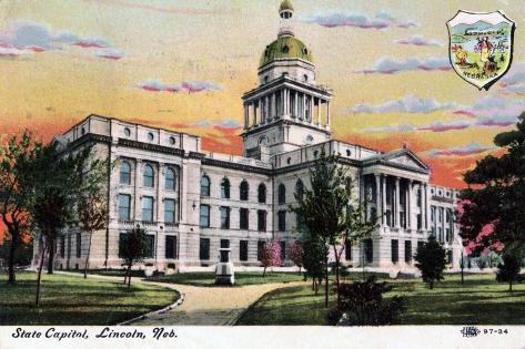 Giclee Print: State Capital, Lincoln, Nebraska, 1919: 18x12in