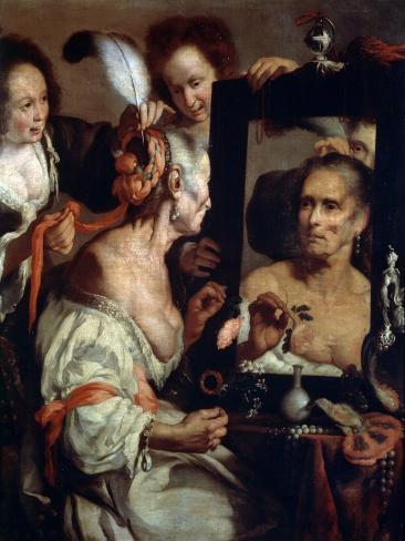 Giclee Print: Old Coquette (Vanita), after 1630 by Bernardo Strozzi: 12x9in