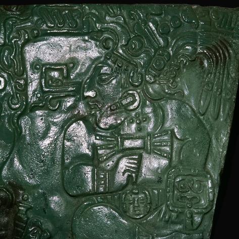 Giclee Print: Jade Maya carving of a seated dignitary: 16x16in