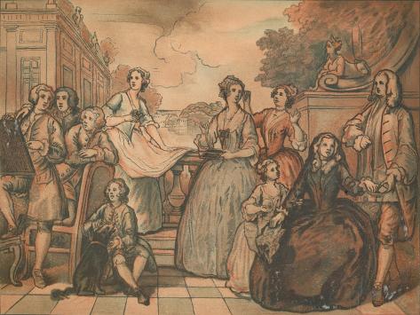 Giclee Print: Sketch for 'The Jones Family Conversation Piece', 1730 by William Hogarth: 12x9in