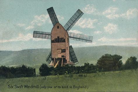 Giclee Print: Six Swift Windmill, Kingston, near Lewes, Sussex, c1905: 18x12in