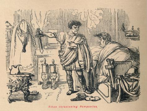 Giclee Print: 'Titus threatening Pomponius', 1852 by John Leech: 12x9in