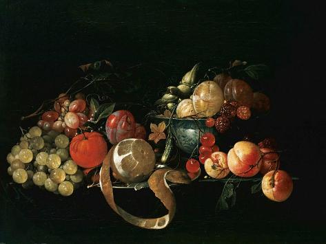 Giclee Print: Still life with fruit: 12x9in