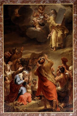 Giclee Print: Moses descends from Mount Siniai with the Ten Commandments: 18x12in