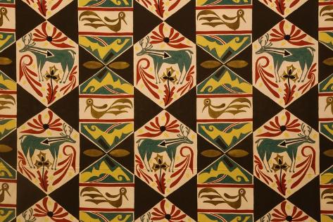 Giclee Print: Textile design with American Indian motifs, ca 1923: 18x12in