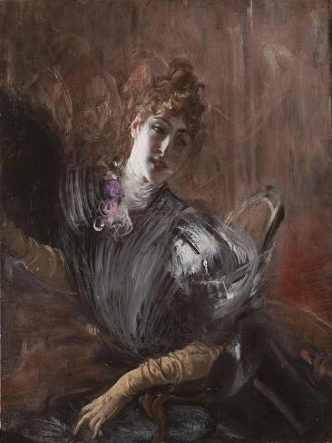 Premium Giclee Print: Young Woman, seated, wearing gloves, ca 1897: 24x18in