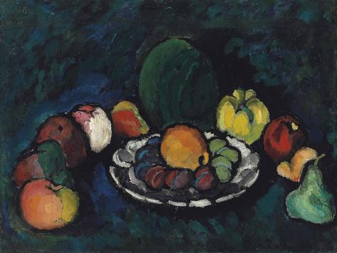 Giclee Print: Still life with fruit, 1910: 12x9in