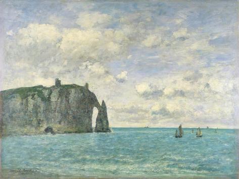 Giclee Print: The Cliffs at Etretat, 1890 by Eugène Boudin: 12x9in