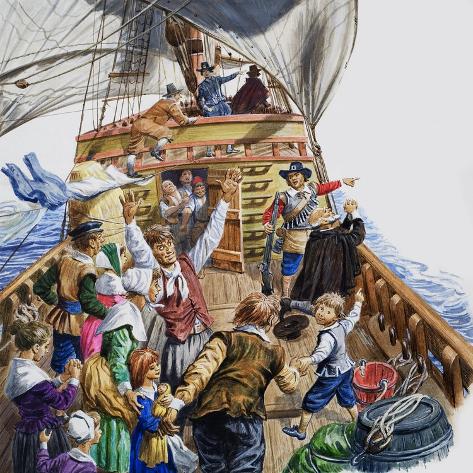 Giclee Print: Onboard the Mayflower: 16x16in