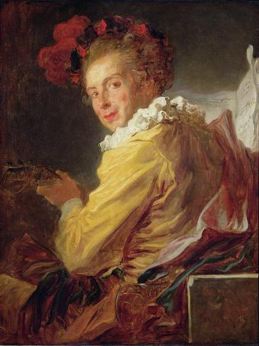 Giclee Print: Music, a Portrait of Monsieur de La Breteche, Brother of the Abbot of Saint-Non, 1769 by Jean-Honoré Fragonard: 12x9in