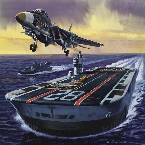 Giclee Print: Aircraft Carrier by Wilf Hardy: 16x16in