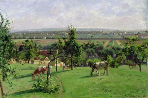 Giclee Print: Hillside of Vesinet, Yvelines, 1871 by Camille Pissarro: 18x12in