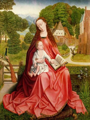 Giclee Print: Virgin and Child in a Garden by Master of the Embroidered Foliage: 12x9in