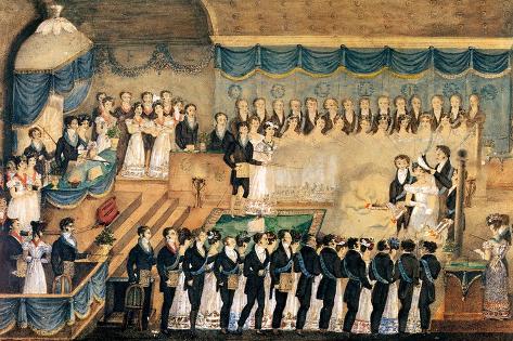 Giclee Print: Masonic Initiation Ceremony of a Lady Freemason, Early 19th Century: 18x12in