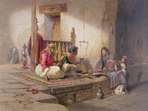 Giclee Print: Weaver in Esna, One of 24 Illustrations Produced by G.W. Seitz, Printed c.1873 by Carl Friedrich Heinrich Werner: 12x9in