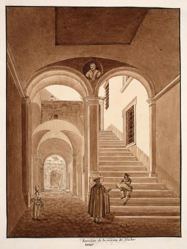 Giclee Print: Interior of Michelangelo's House, 1833 by Agostino Tofanelli: 12x9in