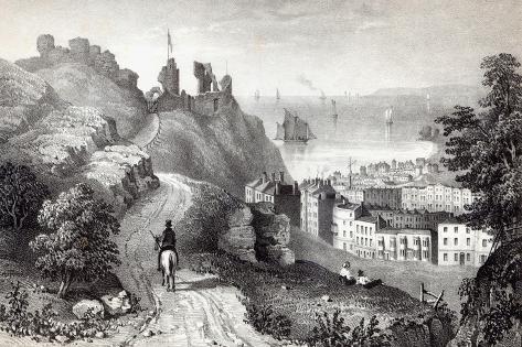 Giclee Print: Hastings Castle from the Revd W. Wallinger's Plantation, engraved by R. Martin by Thomas Ross: 18x12in