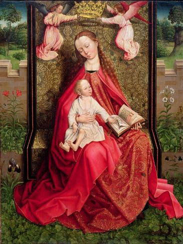Giclee Print: Virgin and Child by Master of the Embroidered Foliage: 12x9in