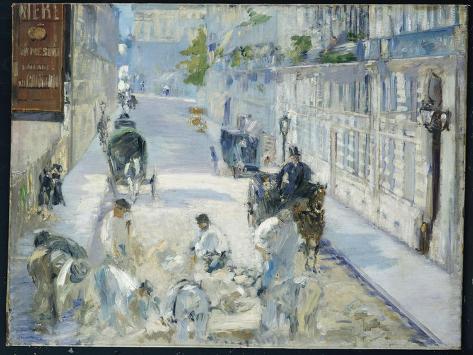 Giclee Print: The Rue Mosnier with Workmen, 1878 by Edouard Manet: 12x9in