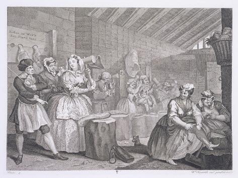 Giclee Print: A Harlot's Progress, Plate IV, from 'The Original and Genuine Works of William Hogarth' by William Hogarth: 12x9in