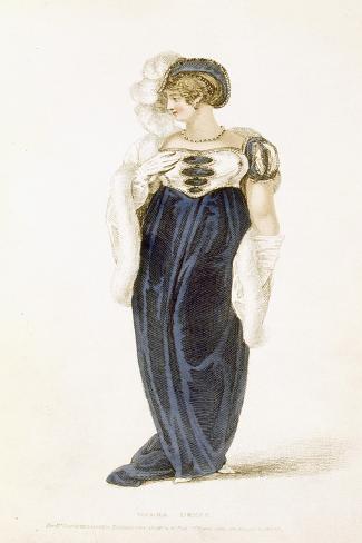 Giclee Print: Evening Dress, Fashion Plate from Ackermann's Repository of Arts (Coloured Engraving) by English: 18x12in