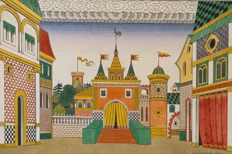 Giclee Print: Sketch for the Opera, the Golden Cockerel, by Nikolai Rimsky-Korsakov (1844-1908), 1909 by Ivan Bilibin: 18x12in