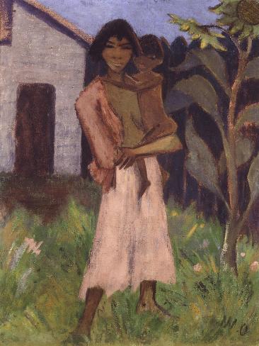 Giclee Print: Standing Gypsy with Children; Stehende Zigeunerin Mit Kind, 1927 by Otto Muller or Mueller: 12x9in