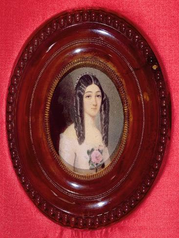 Giclee Print: Portrait of Marie Duplessis (1824-1847) also known as 'La Dame Aux Camelias', 1847 (W/C on Paper) by French: 12x9in