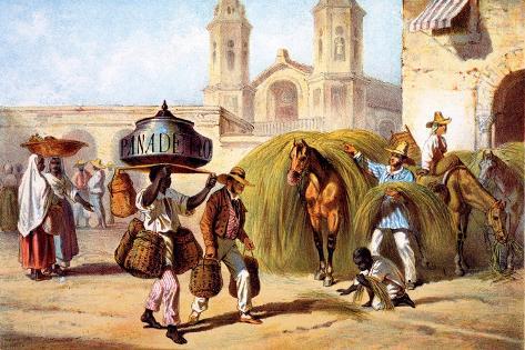 Giclee Print: The Baker and the Straw Seller, 1840 by Federico Mialhe: 18x12in