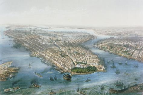 Giclee Print: Aerial View of New York and Brooklyn, Engraved by T.H Muller, Pub. by L. Turgis, Paris, 1855 by Simpson (After) : 18x12in