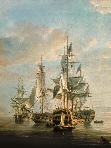 Giclee Print: Nelson's Flagships at Anchor, 1807 (Detail) by Nicholas Pocock: 12x9in