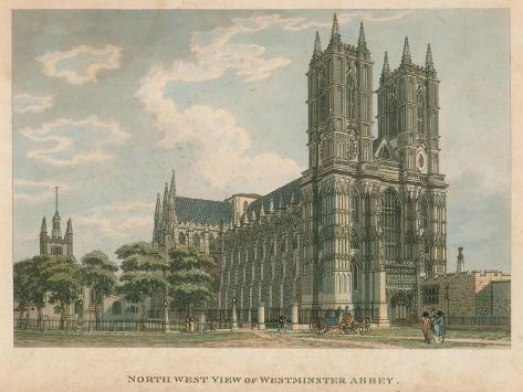Giclee Print: North West View of Westminster Abbey, London by Thomas Malton: 12x9in