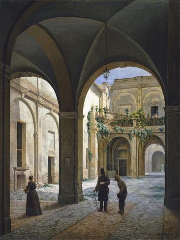 Giclee Print: The Courtyard of the Palace Belloni in Parma by Giuseppe Le Gru: 12x9in