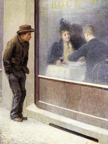 Giclee Print: Reflections of a Hungry Man or Social Contrasts, 1893 by Emilio Longoni: 12x9in