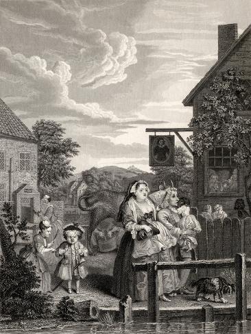 Giclee Print: Times of the Day: Evening, from 'The Works of William Hogarth', Published 1833 by William Hogarth: 12x9in