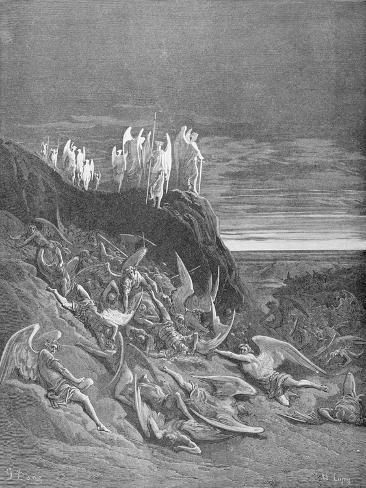 Giclee Print: The War in Heaven, from Book VI of 'Paradise Lost' by John Milton (1608-74) Engraved by A. Ligny,… by Gustave Doré : 12x9in