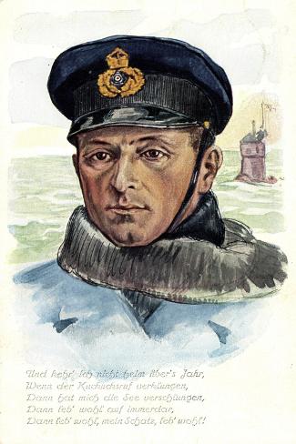 Giclee Print: Künstler Kapitänleutnant Otto Weddigen Vor Ausfahrt: 18x12in