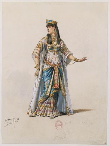 Giclee Print: France, Paris, Costume Sketch for Amneris in Aida for the Performance at Paris, Salle Garnier: 12x9in