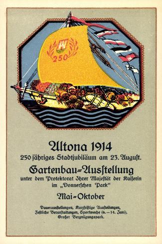 Giclee Print: Hamburg Altona, Gartenbauausstellung 1914, Segelboot: 18x12in
