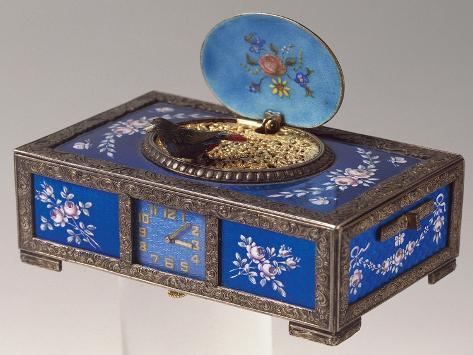 Giclee Print: Table Clock in Silver Enameled Box, Circa 1920, Switzerland: 12x9in